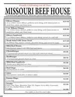 beef house menu